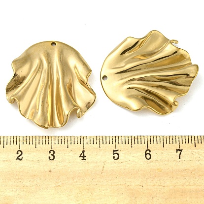 Ion Plating(IP) 304 Stainless Steel Pendants, Real 18K Gold Plated, Flower & Leaf Charm