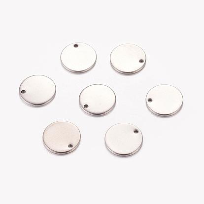304 Stainless Steel Stamping Blank Tag Charms, Flat Round