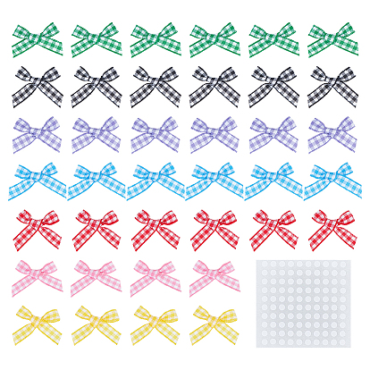 140 шт. 7 цвета тканые аксессуары для костюмов ручной работы, тартан узор ленты бантом, с 2 листами бумажных наклеек