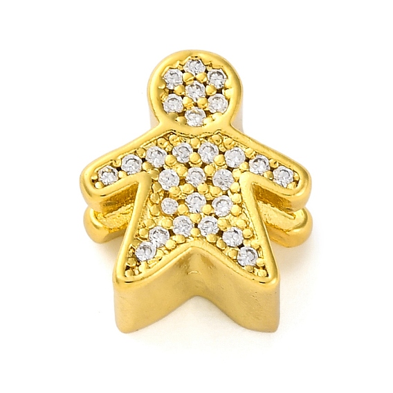 Реечное покрытие латунь микро паве кубический цирконий европейские бусины, ребенок, бусины с большим отверстием, долговечный, без кадмия и без свинца