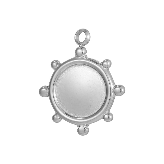 304 Подвеска кабошон из нержавеющей стали, цветок, ионное покрытие (ip)