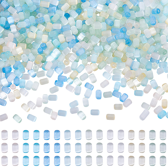 96G 8 Colors Imitation Cat Eye Glass Cylinder Seed Beads