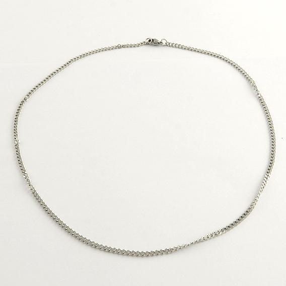 304 Stainless Steel Curb Chain Necklaces, 20"