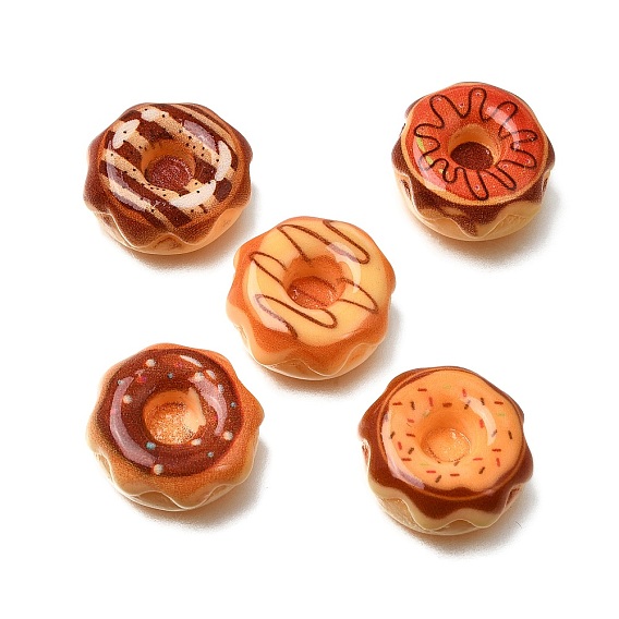 Cabochons alimentaires imitation résine opaque, donut