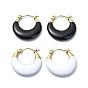Ion Plating(IP) Golden 304 Stainless Steel Donut Hoop Earrings, with Enamel