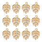 12Pcs Brass Micro Pave Cubic Zirconia Pendants, Leaf Charms, Long-Lasting Plated, Nickel Free, Real 18K Gold Plated