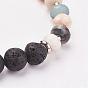 Эластичные браслеты из драгоценных камней и вулканического камня, с железом бисера, шарик из нержавеющей стали