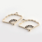 Rack Plating Alloy Fan Open Back Bezel Pendants, For DIY UV Resin, Epoxy Resin, Pressed Flower Jewelry, Cadmium Free & Nickel Free & Lead Free, 24x38.5x3.5mm, Hole: 3mm