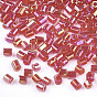 Grade A Glass Seed Beads, Hexagon(Two Cut), Transparent Colours Rainbow