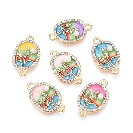 Подвески-коннекторы из сплава кристаллов горного хрусталя и искусственного жемчуга ABS, эмалевые овальные звенья, разноцветные