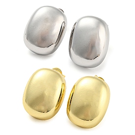 Rack Plating Brass Oval Stud Earrings, Long-Lasting Plated, Cadmium Free & Lead Free