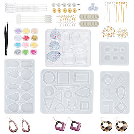 Olycraft DIY Earring Makings, with Silicone Pendant Moulds, Iron Earring Hooks & Jump Rings & Pins, Plastic Ear Nuts, Nail Art Sequins