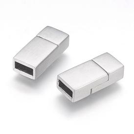 304 Stainless Steel Magnetic Clasps with Glue-in Ends, Rectangle, Matte