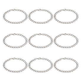 10шт. унисекс 304 набор браслетов из нержавеющей стали с панцирной цепочкой/витой цепочкой