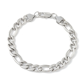 201 Stainless Steel Figaro Chain Bracelets for Women Men