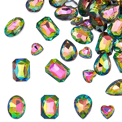 64 шт. 4 стиль стеклянные кабошоны со стразами, задние и задние, прямоугольник и капля и овал и сердце