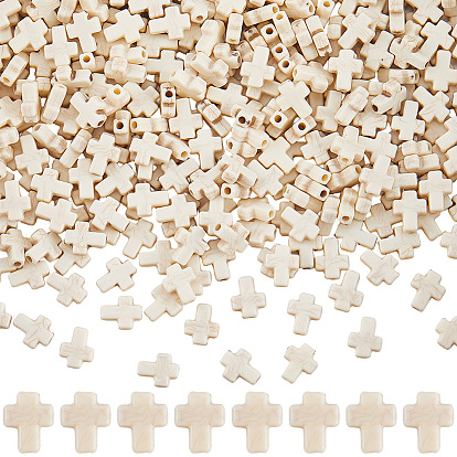 1000шт. кракле непрозрачные акриловые бусины, имитация бирюзовый, крестик