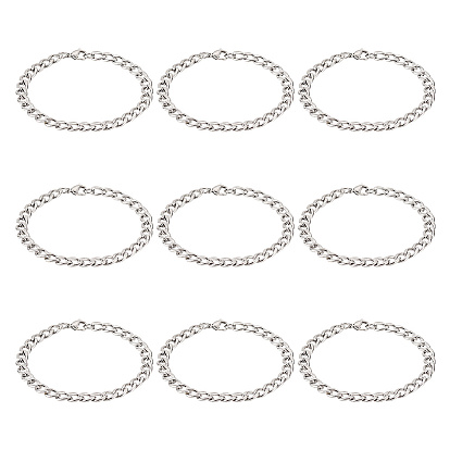 10шт. унисекс 304 набор браслетов из нержавеющей стали с панцирной цепочкой/витой цепочкой