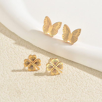 201 Ohrstecker aus Edelstahl für Damen, golden