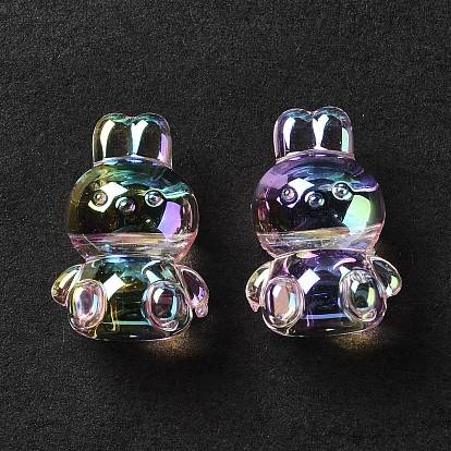 UV Plating Rainbow Iridescent Acrylic Beads, Rabbit