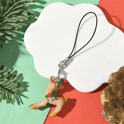 Ремешки для мобильного телефона из смолы Sika Deer с рождественской тематикой, платина