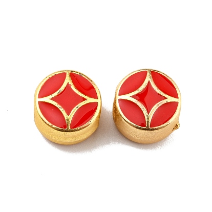 Ccb пластиковые европейские бусины, бусины с большим отверстием, Эмаль стиле, плоско-круглые