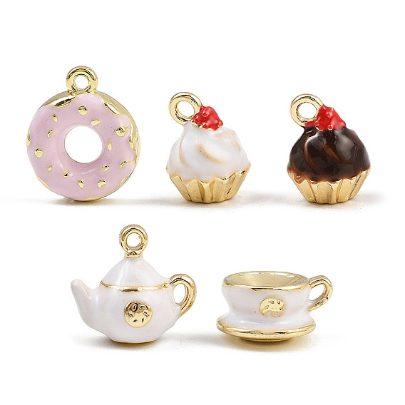 Сплав эмали прелести, золотые, чашка чая, пончик и пирожное