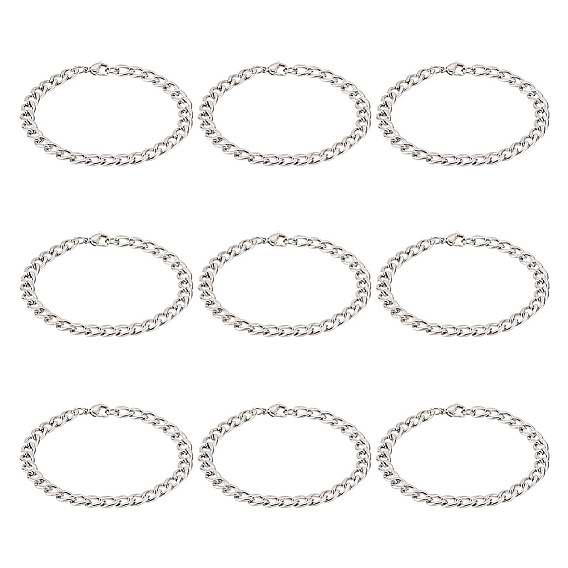 10шт. унисекс 304 набор браслетов из нержавеющей стали с панцирной цепочкой/витой цепочкой