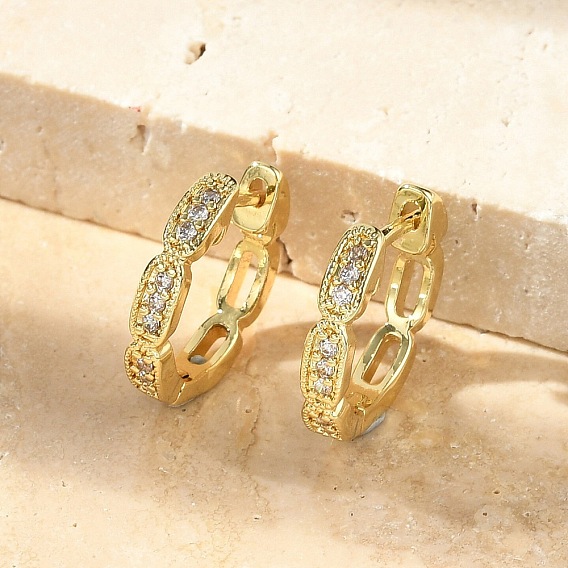 Овальные серьги-кольца из латуни с микропаве из прозрачных кубических цирконий, без свинца и без кадмия, долговечный