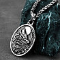 304 Collares ovalados de acero inoxidable con colgante de lobo para hombre