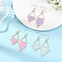 304 Stainless Steel Glass Tassel Dangle Earrings, with 304 Stainless Steel Earring Hooks, Golden