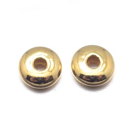 Real 18K Gold Plated Rondelle Sterling Silver Spacer Beads, 3.8x1.5mm, Hole: 1mm, about 285pcs/20g