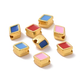 Alloy Beads, with Enamel, Rhombus, Matte Gold Color