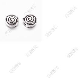 30Pcs Tibetan Style Alloy Beads, Lead Free and Cadmium Free, Flat Round