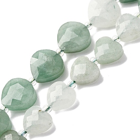 Естественный зеленый авантюрин бисер нитей, граненое сердце, с бисером