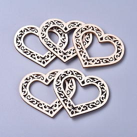 Poplar Wood Linking Rings, Laser Cut Wood Shapes, Heart
