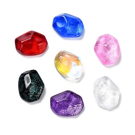 Стеклянные кабошоны с гальванического покрытием, прозрачный, граненые, многоугольник
