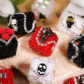 Halloween Acrylic Beads, Full of diamond sugar beads, Devil's Eye drill ball, A bat skull, Acrylic beads loose beads