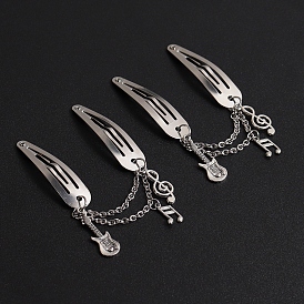 Alloy Snap Hair Clips, Hair Accessories for Woman Girls, Music Themes