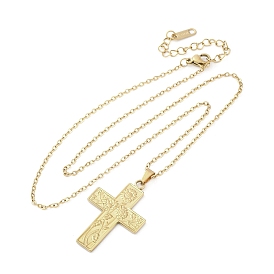 Цветочный крест 304 ожерелья с подвесками из нержавеющей стали, ионное покрытие (ip)