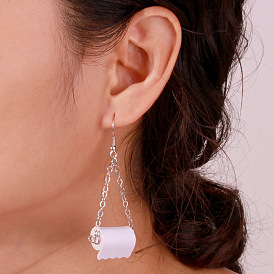 Fashionable European and American Paper Pendant Earrings - White Sanitary Paper Earrings for Women.