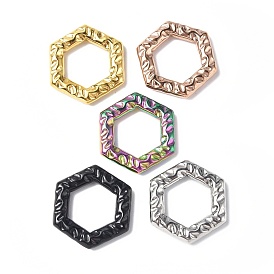 304 Stainless Steel Linking Rings, Textured, Hexagon