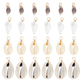 100шт 4 подвеска из натуральной ракушки, с медной проволокой