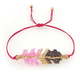 Friendship Leaf Loom Pattern Seed Beads Bracelets for Women, Adjustable Nylon Cord Braided Bead Bracele