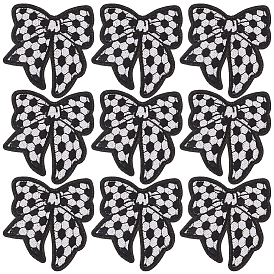 9Pcs Polyester Embroider Thread Iron on/Sew On Patches, Cloth Appliques, Bowknot