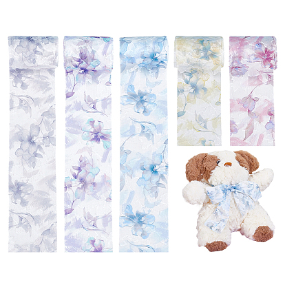 5 рулоны 5 цвета полиэфирной ленты, для украшения поделок, цветочным узором