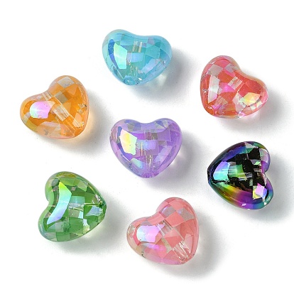 UV Plating Transparent Acrylic Beads, Faceted Heart