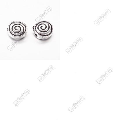 30Pcs Tibetan Style Alloy Beads, Lead Free and Cadmium Free, Flat Round