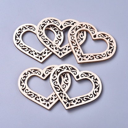Poplar Wood Linking Rings, Laser Cut Wood Shapes, Heart