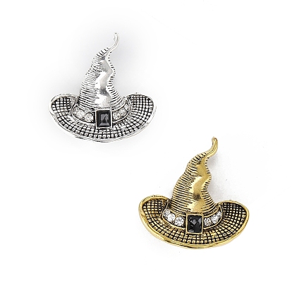 Witchcraft Theme Alloy Rhinestone Broochs, with Enamel, Hat, for Women